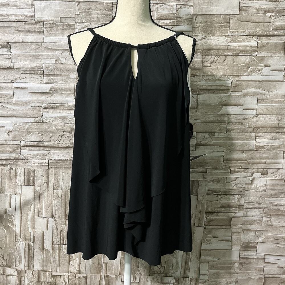 Miraclesuit Ruffle Keyhole Tankini Top Size 16W NWT Black